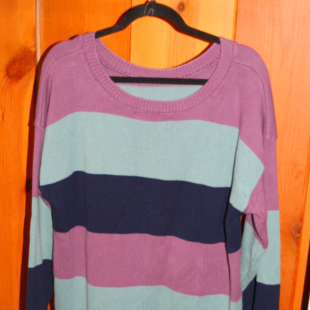 Braun Style purple blue and light blue sweater